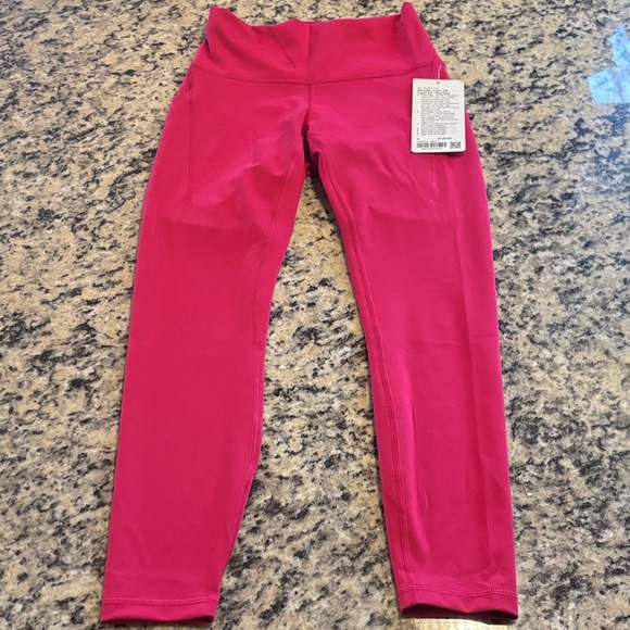 Lululemon Pink Wunder Train High Rise Tights With Pockets Size 6 - Picture 5 of 9